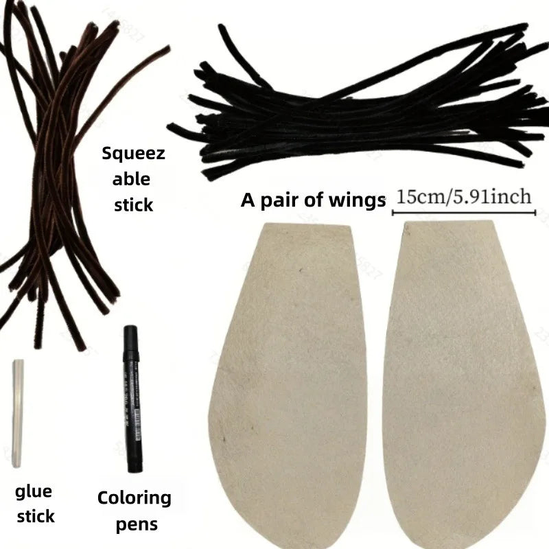 Grey cats wearing funny DIY cockroach wings and antenna costume