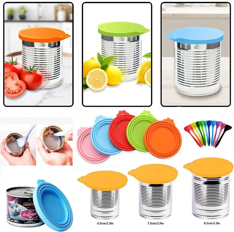 Reusable Pet Food Can Covers with Spoon