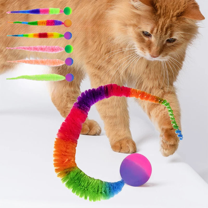 Rainbow Caterpillar Cat Ball Toy