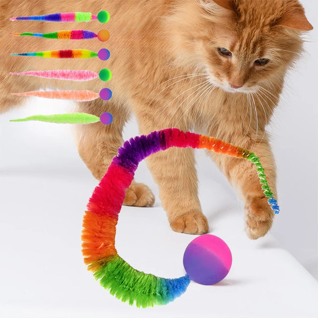 Rainbow Caterpillar Cat Ball Toy Hover Image