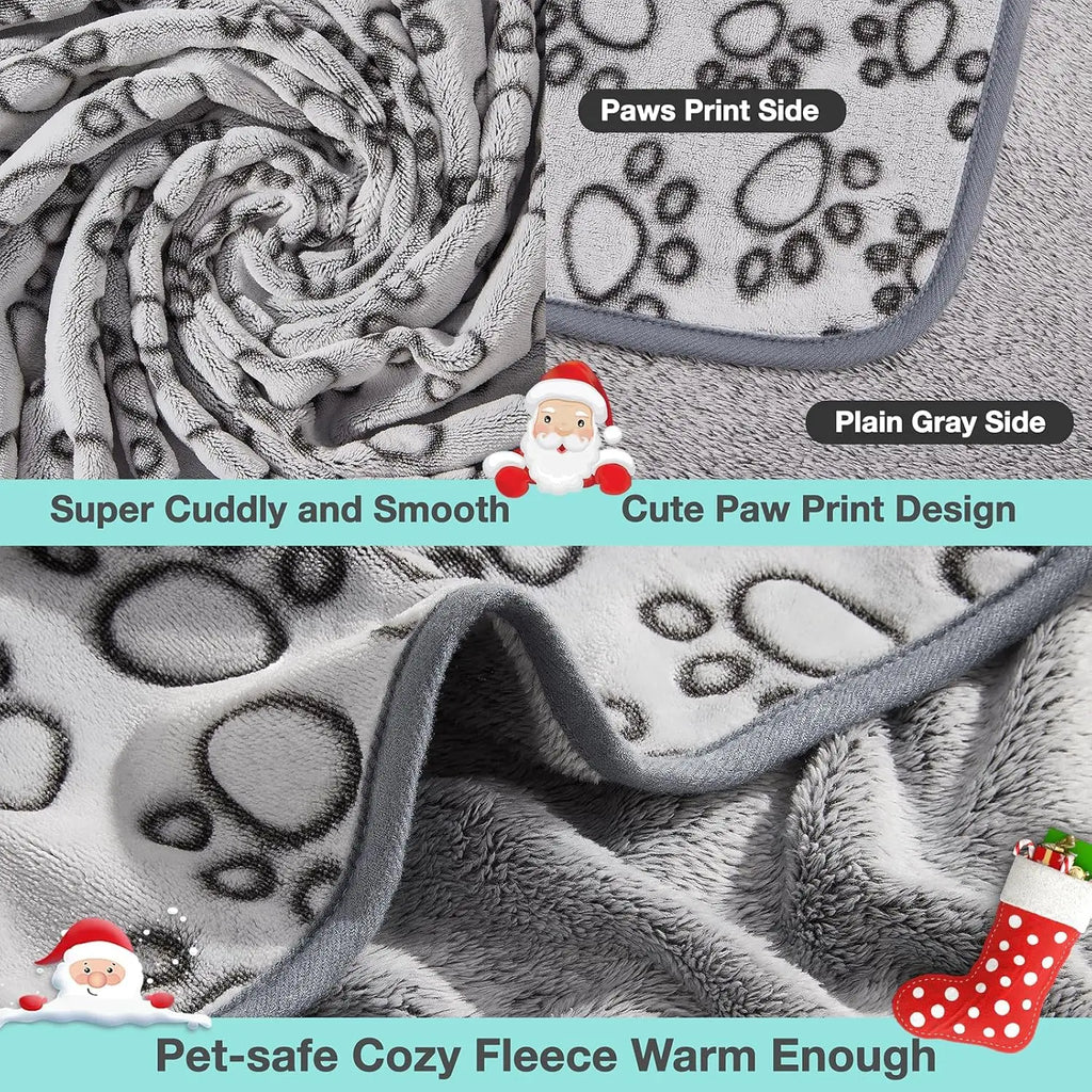 Soft Paw Print Pet Blanket