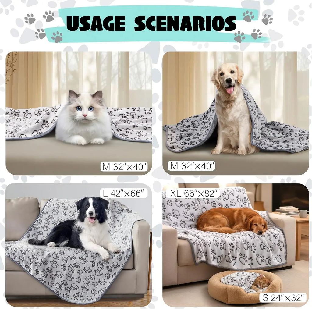 Soft Paw Print Pet Blanket