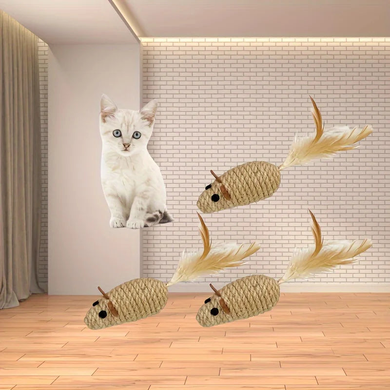 Sisal Mouse Cat Toy Set