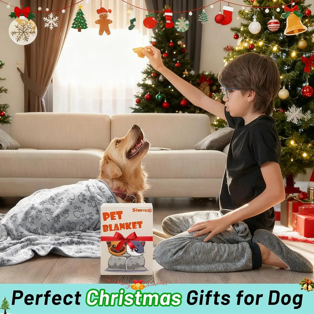Soft Paw Print Pet Blanket