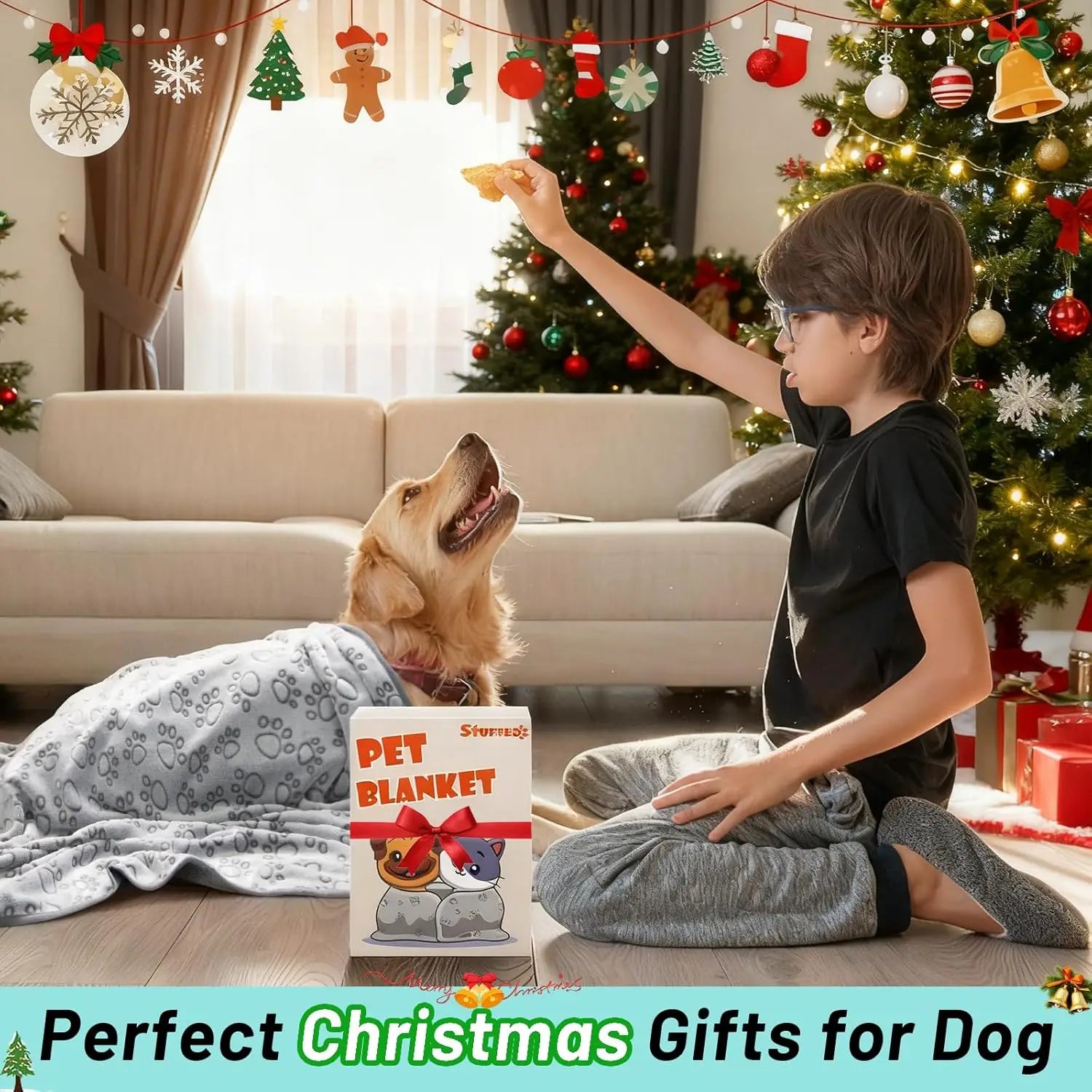 Soft Paw Print Pet Blanket