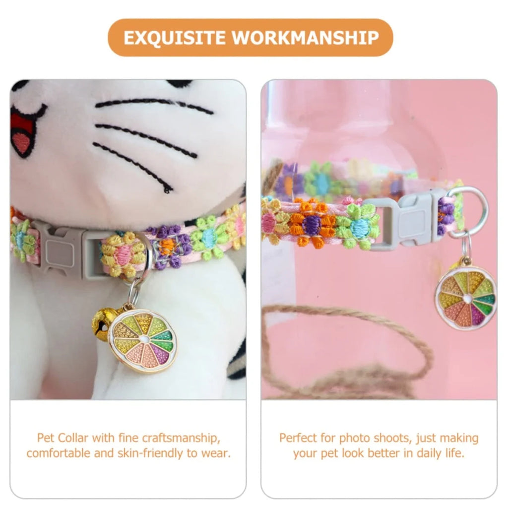 Floral Pet Collar with Bell