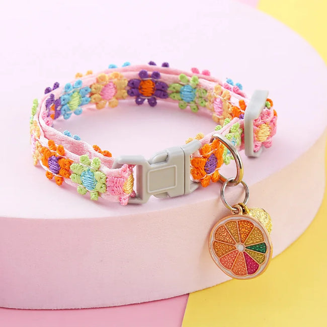 Floral Pet Collar with Bell Main Image