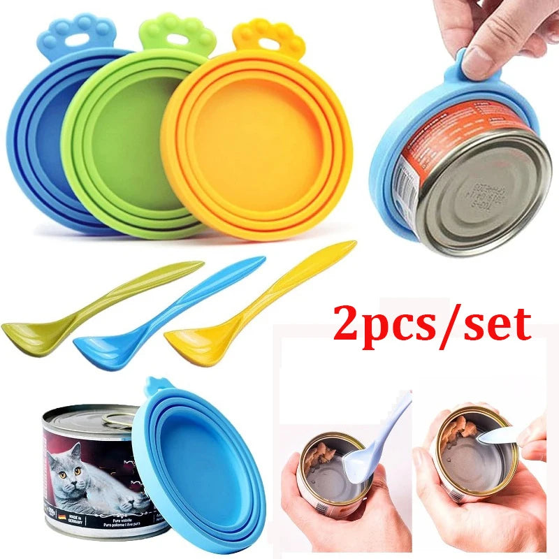 Reusable Pet Food Can Covers with Spoon