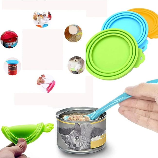 Reusable Pet Food Can Covers with Spoon Main Image